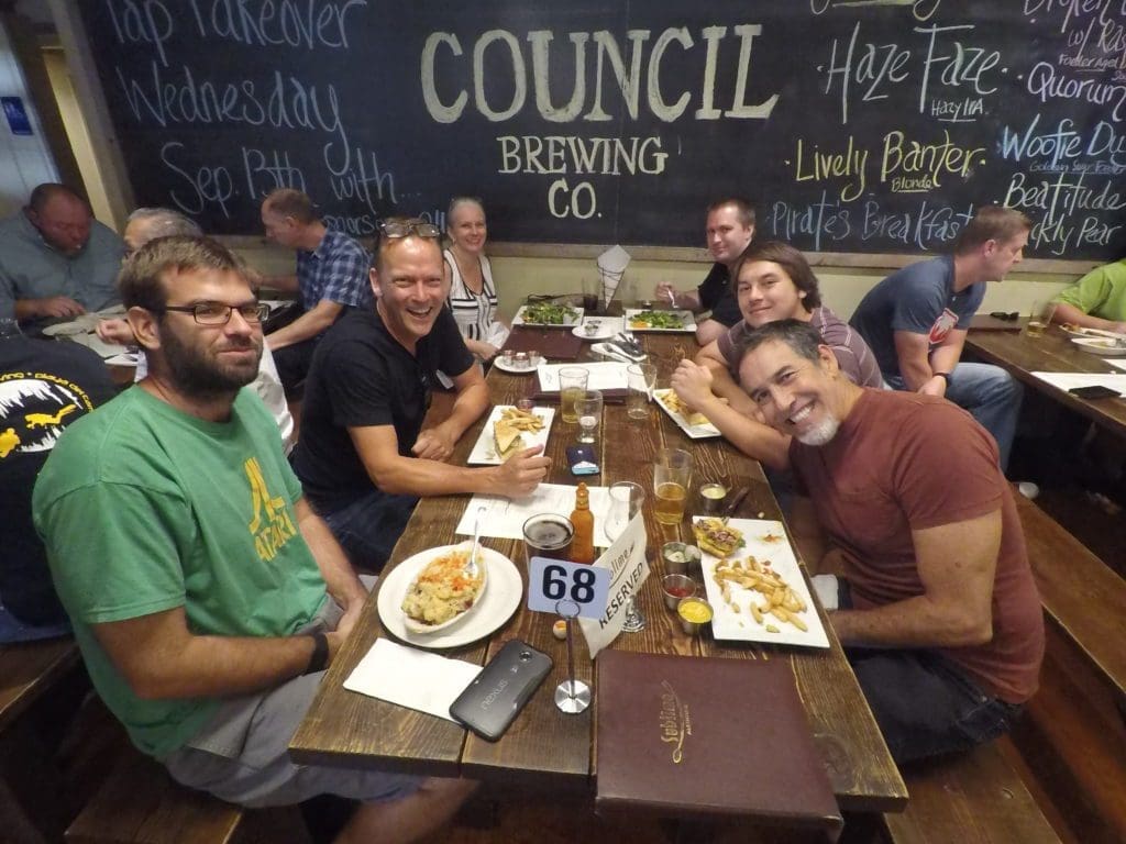 Engineers enjoying some brews and food at the Council Brewing Co. in San Diego