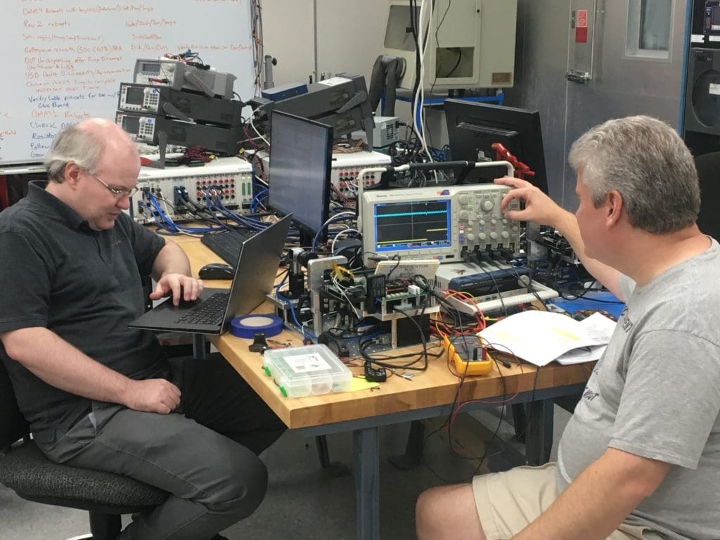 electronic engineers testing equipment at NOVO