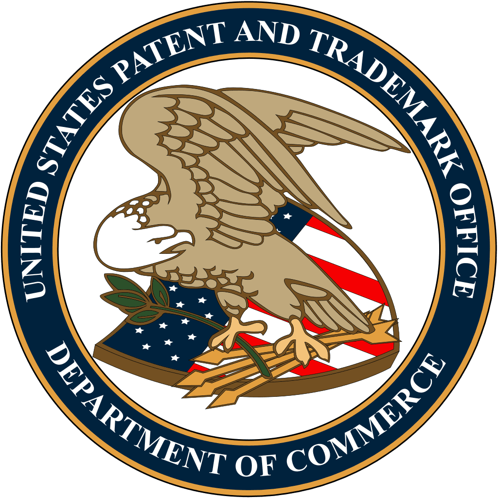 US Patent and Trademark Office Department of Commerce logo.