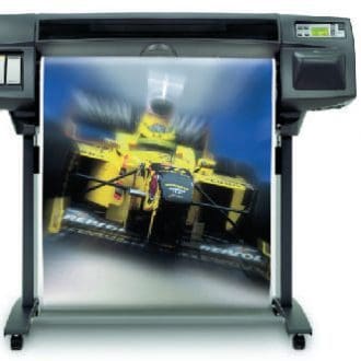 Large format thermal inkjet printer (TIJ) printing copy of a racecar